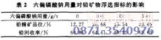 鉛鋅礦浮選設(shè)備配套分散劑的試驗(yàn)數(shù)據(jù)